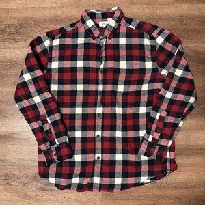 Croft & Barrow Casual Button Down Mens Large Red Plaid Rugged Flannel Shirt